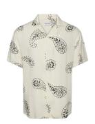 Jjjeff Abstract Print Resort Shirt Ss Tops Shirts Short-sleeved White ...