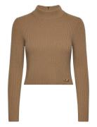 Mock Nk Rib Crop Top Tops Knitwear Jumpers Brown Michael Kors