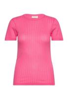 Fqtella-Tee Tops T-shirts & Tops Short-sleeved Pink FREE/QUENT