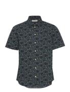 Cfanton Ss Aop Leaf Shirt Tops Shirts Short-sleeved Navy Casual Friday