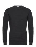 Vagn Regular Bubble Knit Crew Neck Tops Knitwear Round Necks Black Kno...