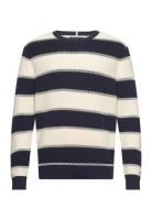 Dc Structure Stripe Crew Tops Knitwear Round Necks Navy Tommy Hilfiger