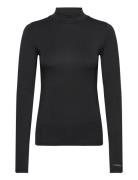 Cotton Modal Mock Neck Ls Top Tops T-shirts & Tops Long-sleeved Black ...