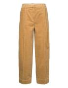 Corduroy Bottoms Trousers Wide Leg Beige Ganni