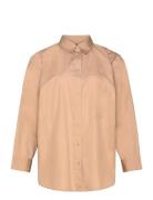 Featherweight Cotton Shirt Tops Shirts Long-sleeved Beige Lauren Women