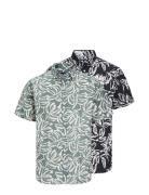 Jorlafayette Aop Shirt Ss 2Pk Mp Tops Shirts Short-sleeved Black Jack ...