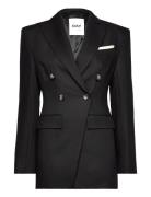 Elenora - Delicate Wool Twill Blazers Double Breasted Blazers Black Da...