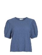 Vidarlina 2/4 Top Tops Blouses Short-sleeved Blue Vila