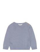 Knit Cotton Sweater Tops Knitwear Pullovers Blue Mango