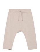 Trousers Slub Solid Bottoms Trousers Beige Lindex