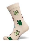 Victory Sign Sock Lingerie Socks Regular Socks Beige Happy Socks