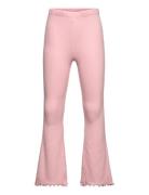 Leggings Flare Rib W Frill Edg Bottoms Trousers Pink Lindex