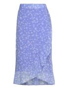 Vmsmilla H/W Wrap Skirt Wvn Ga Polvipituinen Hame Blue Vero Moda