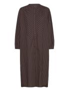 Lauren Shirtdress Stripe Polvipituinen Mekko Brown Moshi Moshi Mind