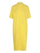 Crinckle Pop Canaria Dress Aop Polvipituinen Mekko Yellow Mads Nørgaar...