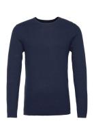 Zigzag Structured Crewneck Tops Knitwear Round Necks Navy Tom Tailor