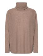 Curved Turtleneck Tops Knitwear Turtleneck Brown Davida Cashmere