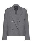 Double-Breasted Cropped Jacket Blazers Double Breasted Blazers Grey Ma...