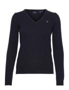 Lambswool Blend V-Neck Tops Knitwear Jumpers Blue GANT