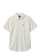 Charter Print S/S Wvn Tops Shirts Short-sleeved White Brixton