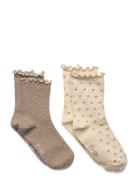 Socks W. Lettuce Hem Sukat Beige Minymo