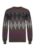 British Argyle Crew Neck Tops Knitwear Round Necks Green Lyle & Scott