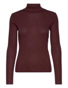 Arense Roll Neck Gots Tops Knitwear Turtleneck Burgundy Basic Apparel