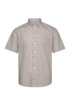 Cfanton Ss Aop Leaves Shirt Tops Shirts Short-sleeved Beige Casual Fri...