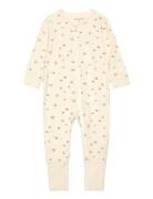 Nightsuit Ls Pyjama Sie Jumpsuit Haalari Cream Minymo