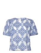 Msalina Blouse Tops Blouses Short-sleeved Blue Minus