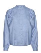 Lr-Isla Solid Tops Shirts Long-sleeved Blue Levete Room