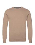 Basic Crew Neck Sweater Tops Knitwear Round Necks Beige Tom Tailor