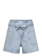 Paperbag Shorts With Belt Bottoms Shorts Blue Mango