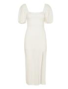 Puff Sleeve Midi Dress Polvipituinen Mekko White Gina Tricot