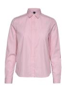 Reg Broadcloth Striped Shirt Tops Shirts Long-sleeved Pink GANT