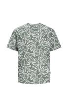 Jorlafayette Aop Tee Ss Crew Neck Ln Tops T-shirts Short-sleeved Khaki...