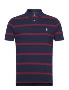 Custom Slim Fit Striped Mesh Polo Shirt Tops Polos Short-sleeved Navy ...