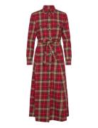 Plaid Cotton Twill Shirtdress Polvipituinen Mekko Red Polo Ralph Laure...