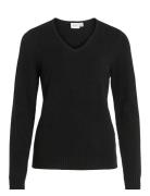 Viril V-Neck L/S Knit Top - Noos Tops Knitwear Jumpers Black Vila