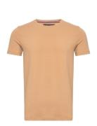 Stretch Slim Fit Tee Tops T-shirts Short-sleeved Beige Tommy Hilfiger