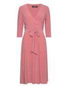 Surplice Jersey Dress Polvipituinen Mekko Pink Lauren Ralph Lauren