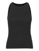 Katybb Rib Tank Top Tops T-shirts & Tops Sleeveless Black Bruuns Bazaa...