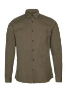 Fine Corduroy Shirt L/S Tops Shirts Casual Khaki Green Lindbergh