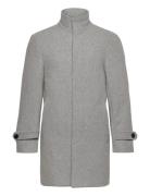 Recycled Wool Funnel Neck Coat Villakangastakki Pitkä Takki Grey Lindb...