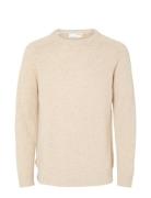 Slhnewcoban Lambs Wool Crew Neck W Noos Tops Knitwear Round Necks Beig...