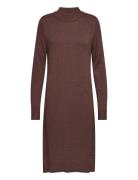 Viril Crew Neck L/S Midi Dress - Noos Polvipituinen Mekko Brown Vila