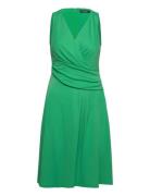 Surplice Jersey Sleeveless Dress Polvipituinen Mekko Green Lauren Ralp...