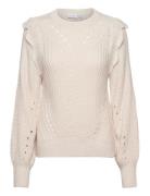 Vinorila New L/S Pointelle Knit Top Tops Knitwear Jumpers Cream Vila