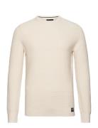 Textured Crew Knit Jumper Tops Knitwear Round Necks Cream Superdry