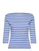 New Cody Slim Boat-Nk 3/4Slv Tops T-shirts & Tops Long-sleeved Blue To...